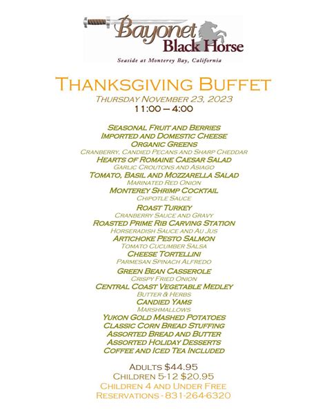 Thanksgiving Buffet Menu - Bayonet