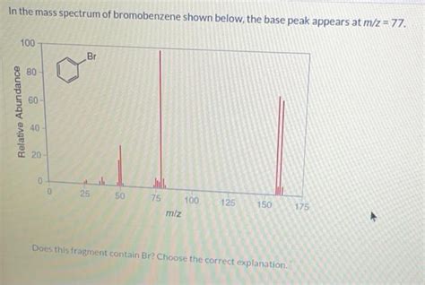 Solved In the mass spectrum of bromobenzene shown below, the | Chegg.com