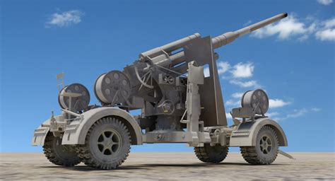 88 Flak Gun With Carriage - 3D Model by blackraven37