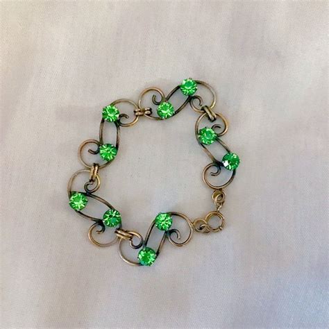 Vintage Uranium Glass Gold / Sterling Silver Ornate Bracelet by AdornedInHistory on Etsy ...