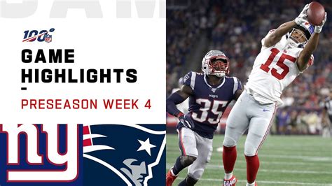 Giants vs. Patriots Preseason Week 4 Highlights | NFL 2019 - YouTube