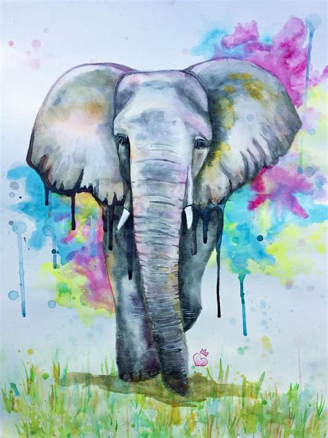 Elephant Colorful Watercolor by GrungeArtStudio on Etsy | Elephant, Beautiful creature, Colorful ...