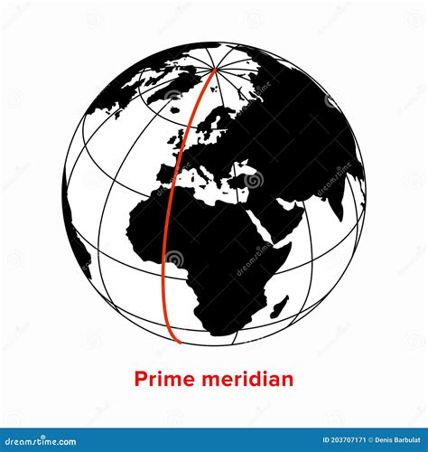 Prime Meridian, Longitude 0 Line in a Geographic Coordinate System Stock Vector - Illustration ...