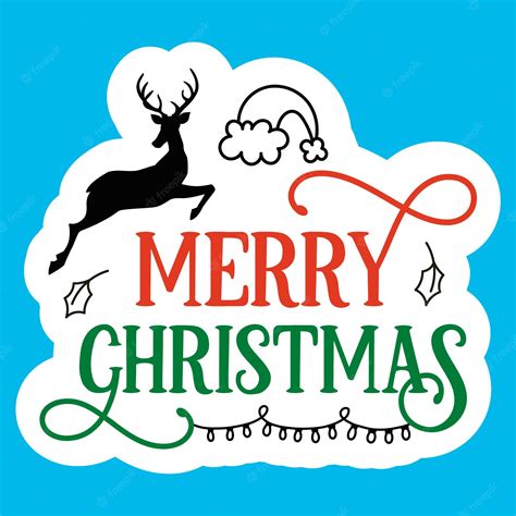 Premium Vector | A merry christmas card with a reindeer and a blue background