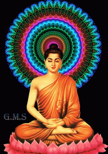 the buddha is sitting on top of a lotus flower in front of a black ...