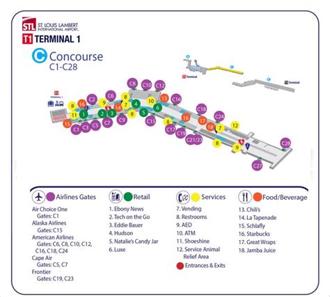 Lambert-St. Louis Airport Map (STL) - Printable Terminal Maps, Shops ...