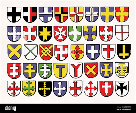 Collection of heraldic cross variants from medieval Europe Stock Photo - Alamy