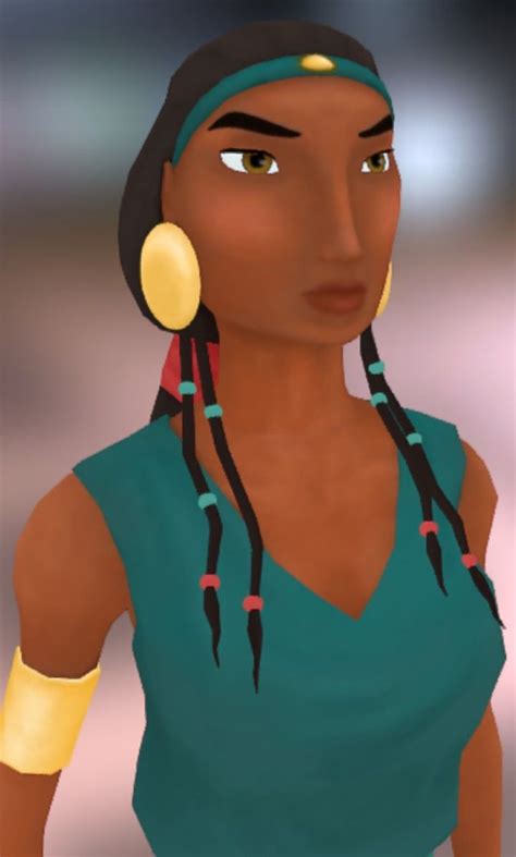 an animated woman with ear rings and bracelets on her head is looking at the camera