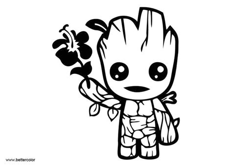 Cute Baby Groot Coloring Pages from Guardians of the Galaxy - Free Printable Coloring Pages