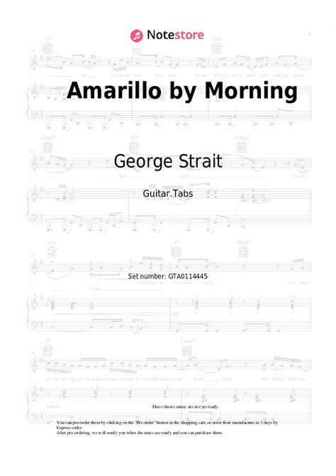 George Strait - Amarillo by Morning chords, guitar tabs in Note-Store ...