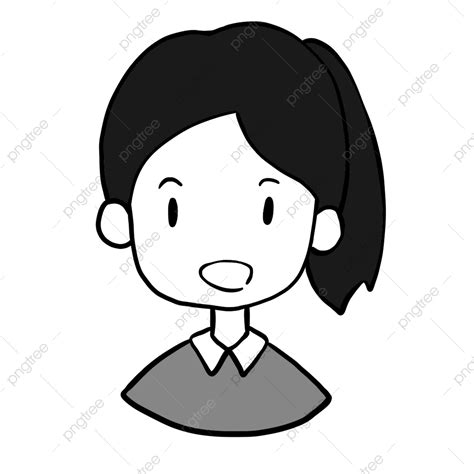 Avatar Characters Clipart Transparent PNG Hd, Cute Girl Colorless Character Avatar, Cute, Simple ...