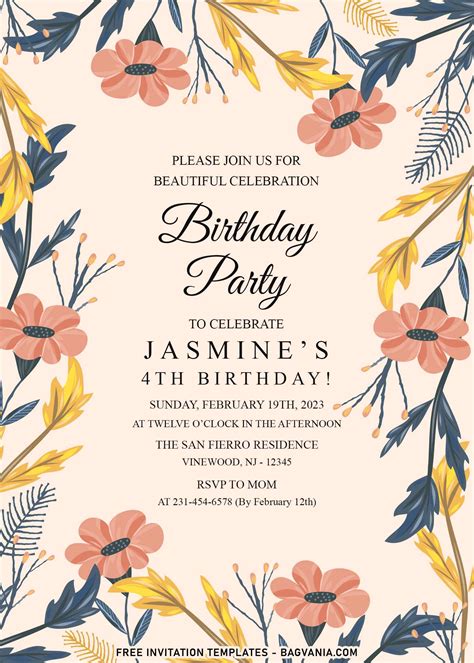 7+ Aesthetic Spring Inspired Birthday Invitation Templates For Your ...