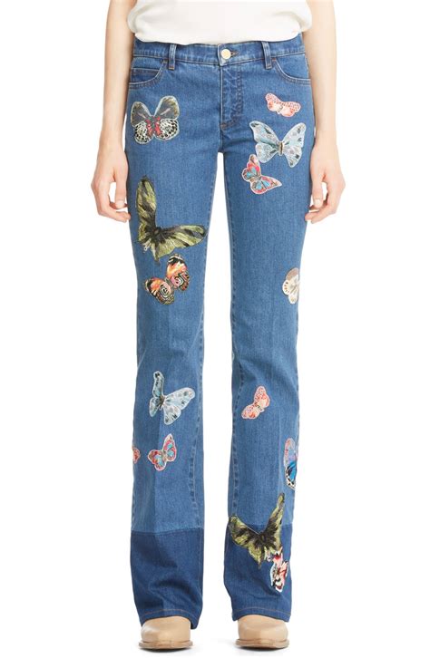 Valentino Butterfly Embroidered Straight Leg Jeans | Nordstrom