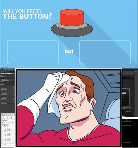 Will You Press The Button Gamedev Sweating Blank Template - Imgflip