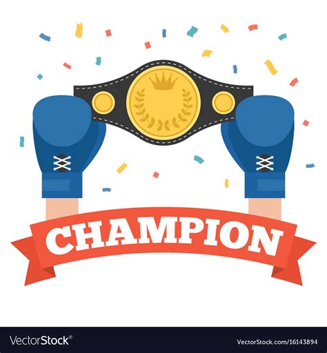 Boxing holding championship belt Royalty Free Vector Image