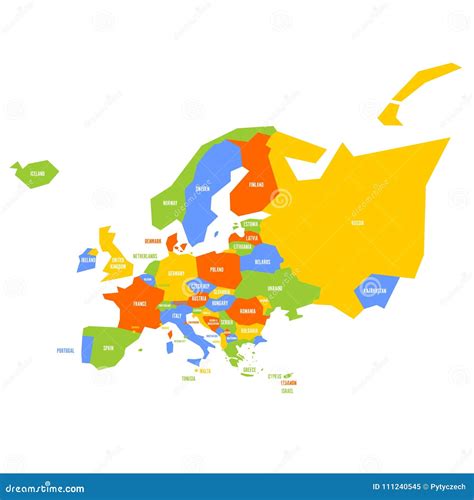 Very Simplified Infographical Political Map of Europe. Simple Geometric Vector Illustration ...