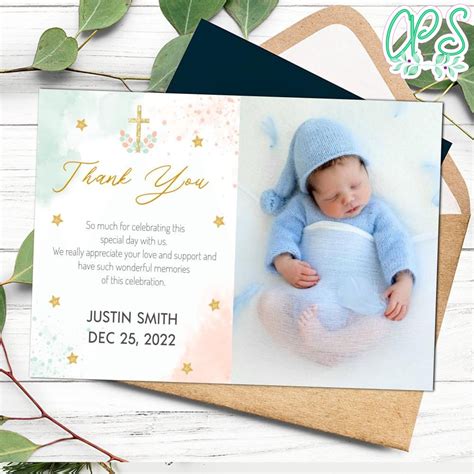 Baptism Thank You Card Template Customizable Instant Download ...