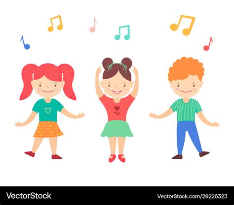 Cute happy children girls and boy dancing cartoon Vector Image