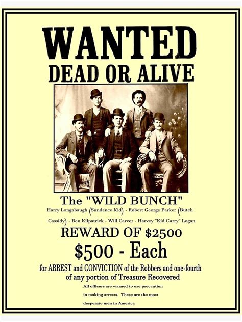 "THE WILD BUNCH : Vintage 1900 Wanted Poster Print" Poster for Sale by ...