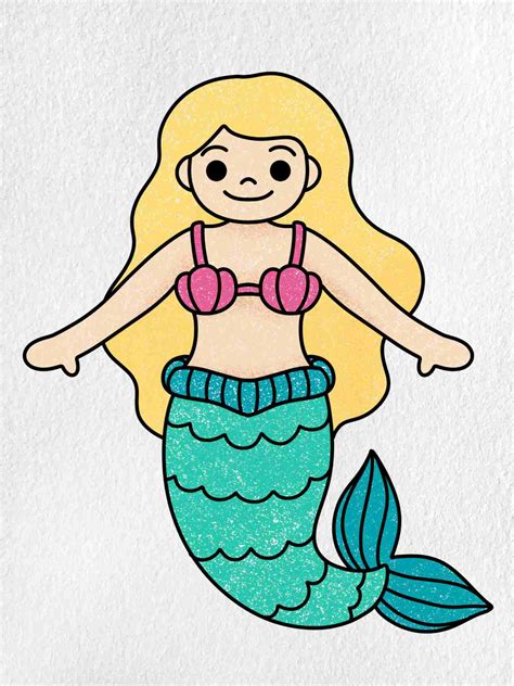 Easy Mermaid Drawing - HelloArtsy