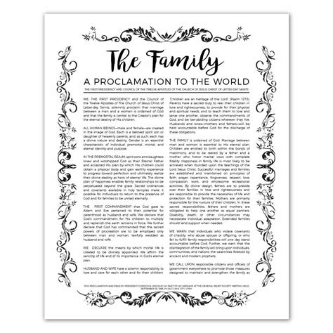 Organic Family Proclamation - Printable in LDS Handouts & Helps on ...