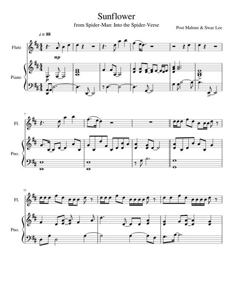 Sunflower Sheet music for Piano, Flute (Solo) | Musescore.com