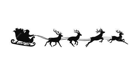 Premium Vector | Santa's sleigh silhouette. reindeers and Santa with ...