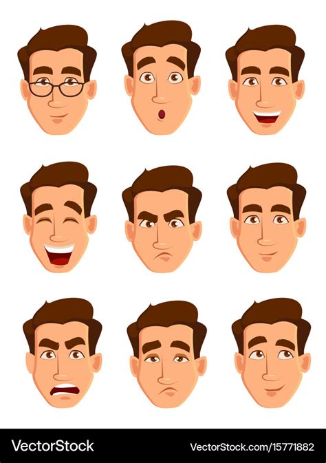 Face expressions of a man different male emotions Vector Image