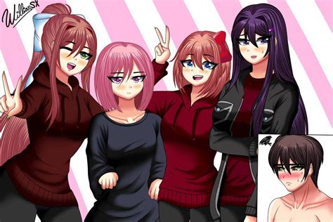 DDLC: The Girls in MC's clothes (DDLC Fanart) by WillianXS on DeviantArt | Fan art, Mc clothes ...