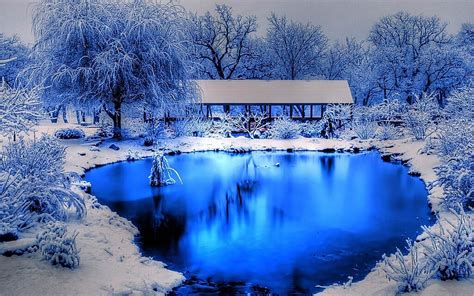 Winter blue lake-beautiful natural landscape Wallpaper Preview | 10wallpaper.com