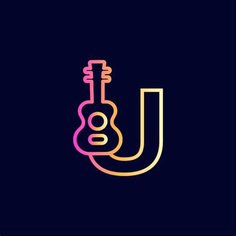 Premium Vector | Guitar music logo design brand letter U