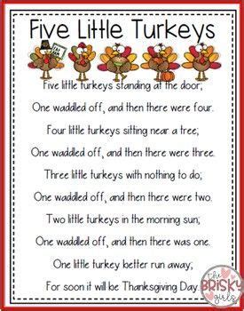 Five Little Turkeys, 5 Little Turkeys, 5 Little Turkeys Printable, 5 Littl… | Thanksgiving ...