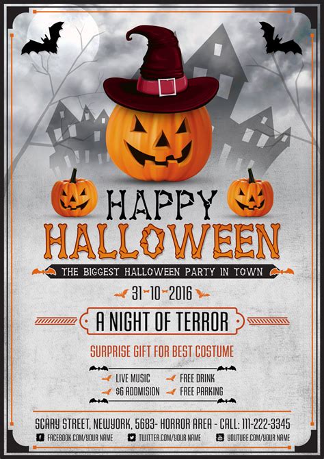 Scary Halloween Night Flyer Design Template PSD