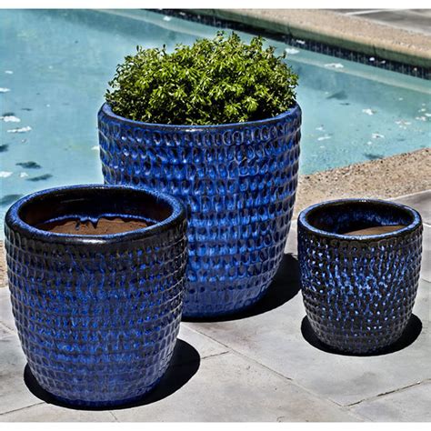 Modern Outdoor Ceramic Planters Royal Blue | Kinsey Garden Decor