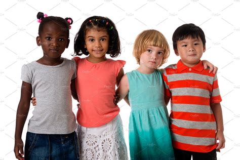 Group of multiracial kids portrait | High-Quality People Images ~ Creative Market