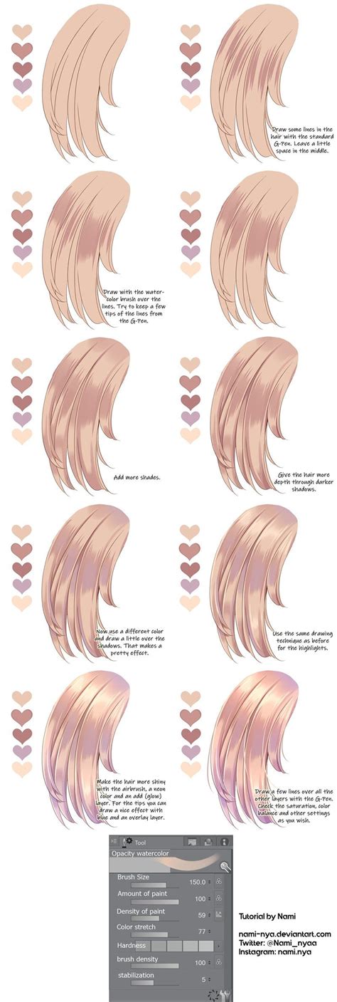 Hair coloring tutorial by Nami-Nya | Anime art tutorial, Drawing hair tutorial, Digital art tutorial