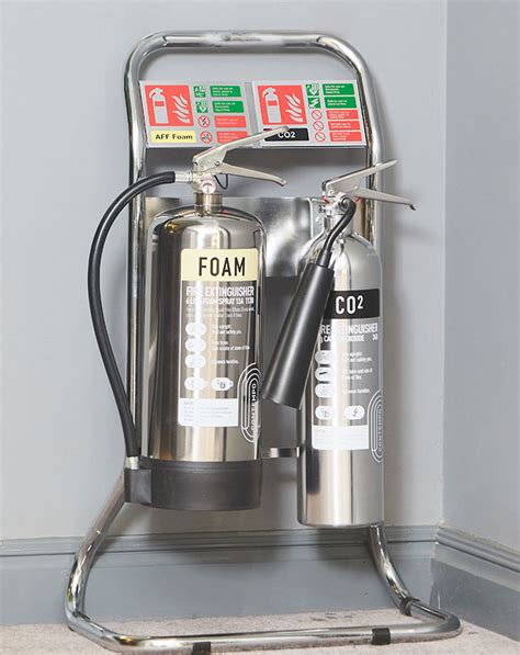 Double Tubular Fire Extinguisher Stand Chrome | CheckFire Group