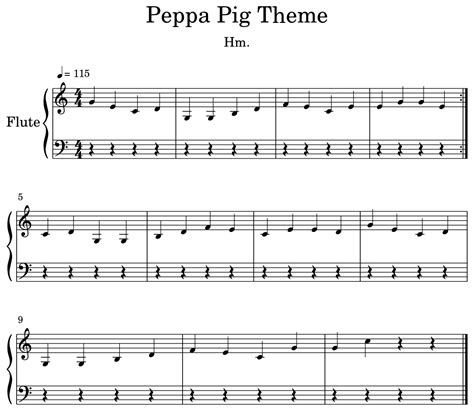 Peppa Pig Theme - Sheet music for Flute