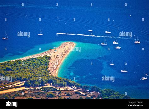 Zlatni rat beach aerial view, Island of Brac, Dalmatia, Croatia Stock Photo - Alamy