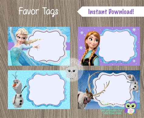 Frozen Favor Tags Frozen Name Tags Frozen Favor Labels