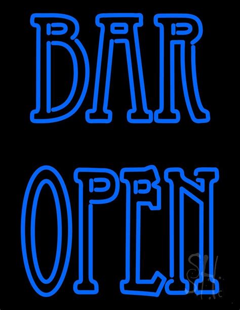 Blue Bar Open Double Stroke LED Neon Sign - Bar Open Neon Signs ...