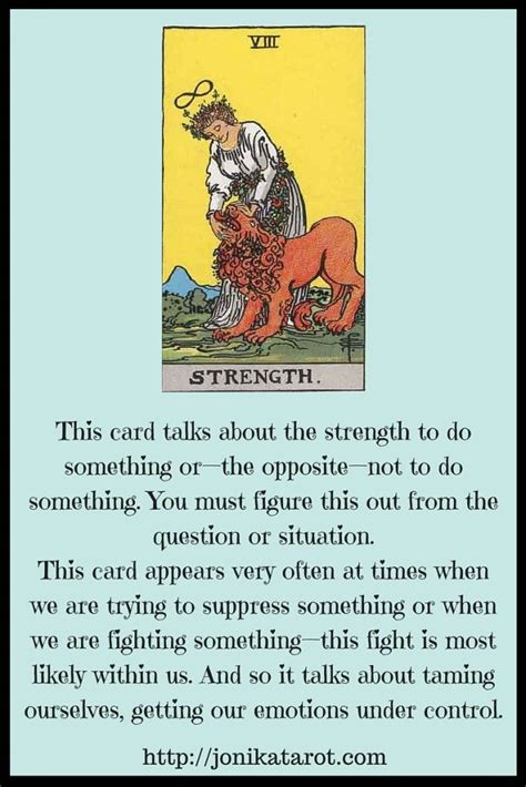 The STRENGTH Tarot Card | Jonika Tarot | Tarot learning, Strength tarot, Tarot card meanings