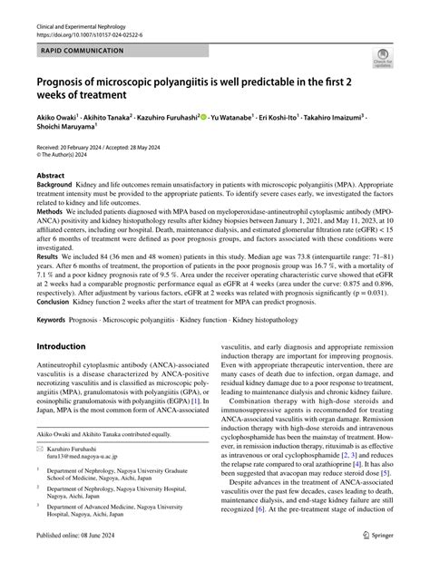 (PDF) Prognosis of microscopic polyangiitis is well predictable in the first 2 weeks of treatment