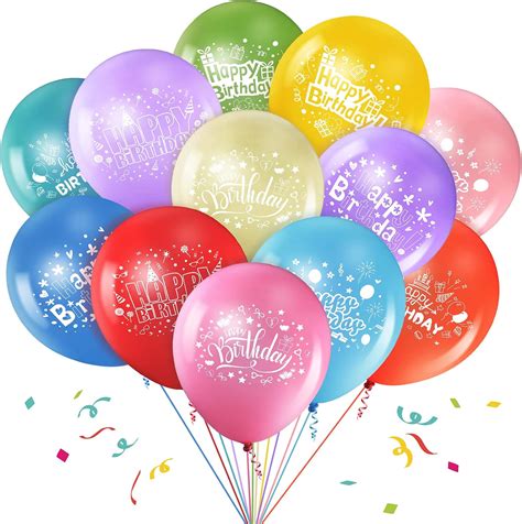 Amazon.com: Zomiboo 48 Pcs 12 Inch Happy Birthday Decorations Balloons ...