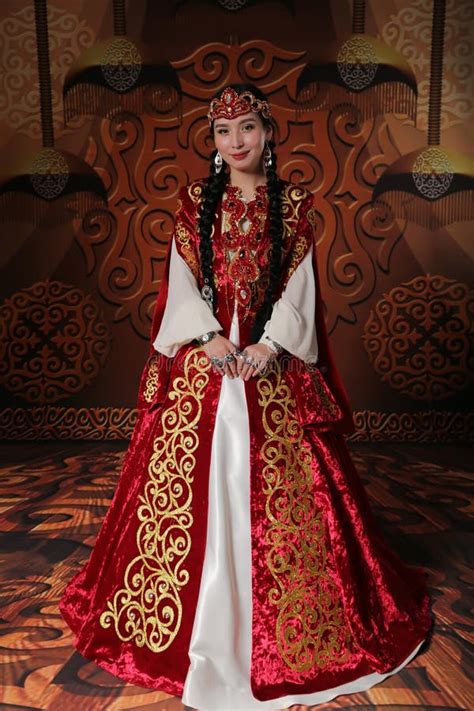 Kazakh National Wedding Dress. Ornaments and Embroidery on Fabric Stock Photo - Image of nauryz ...