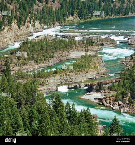 overview of kootenai falls on the kootenai river near libby, montana ...