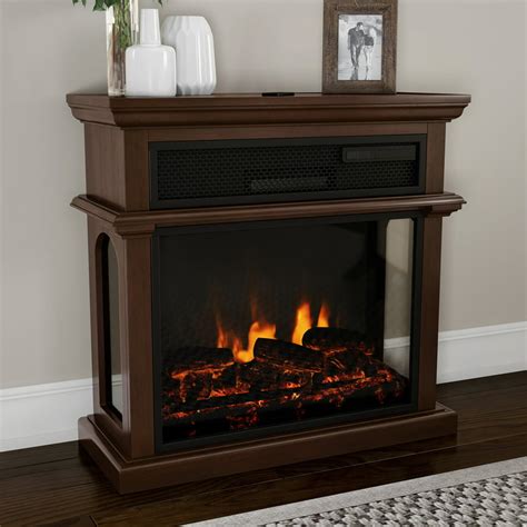 Freestanding Electric Fireplace-3-Sided Space Heater with Mantel, Remote Control, LED Flames ...
