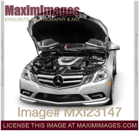 Photo of Mercedes-Benz E350 with Open Hood | Stock Image MXI23147