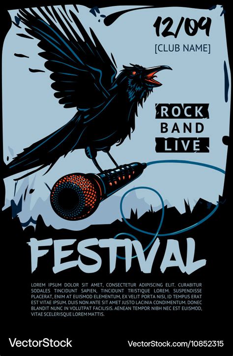 Music poster template for rock concert Raven is Vector Image