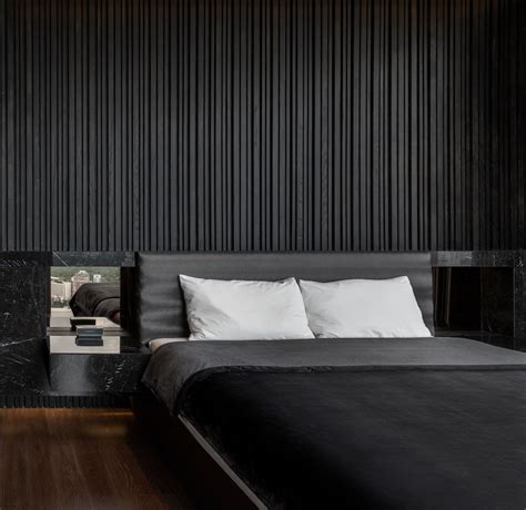 This Bedroom's Textured Accent Wall Was Made With A Variety Of Black ...